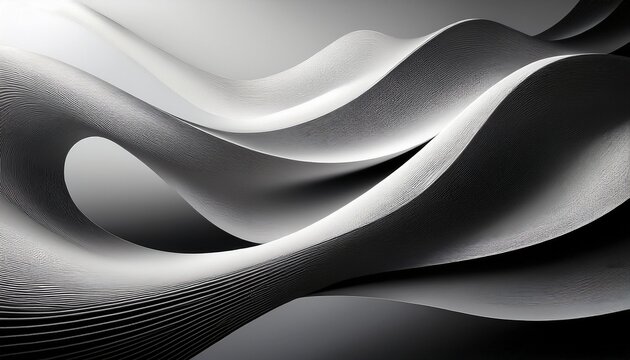 Monochrome Abstract Image Of Flowing Curvilinear Shapes With Subtle Light And Shadow Play