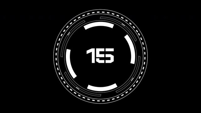 20 second countdown digital interface with white number display in monochrome futuristic style. Suitable for tech websites, ui designs, and digital presentations.