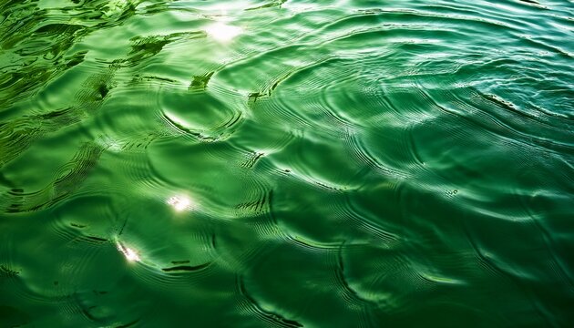 Summer Banner With Green Water Surface Texture And Ripples Sunlight Reflections Cosmetics Advertisement