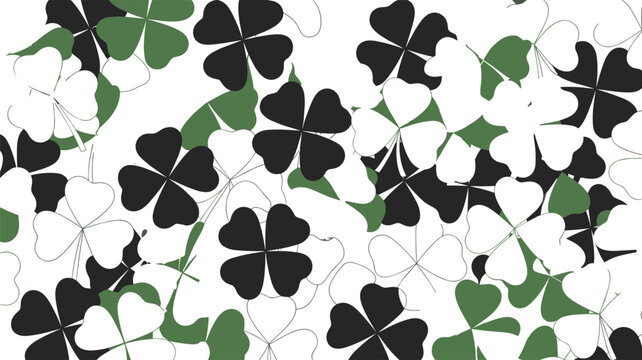 Four leaf clover silhouette pattern green and black luck symbolism