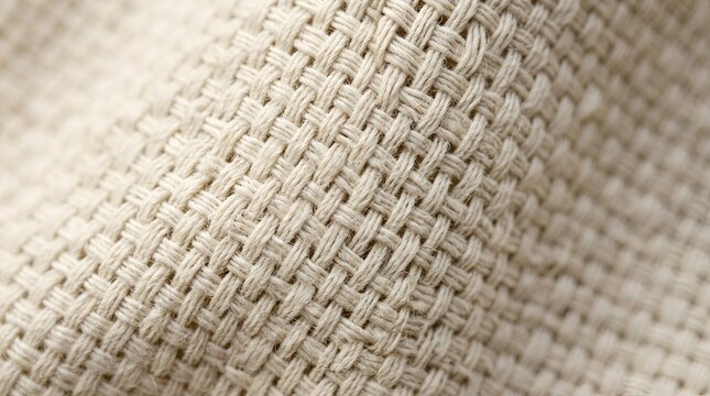 Close-up of Textured Natural Fabric Weave