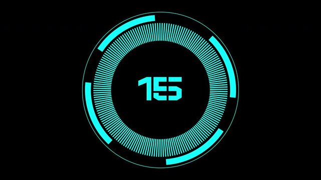 20 second countdown concentric circle design for futuristic high tech displays and digital technology concepts. Suitable for tech backgrounds or digital artworks.