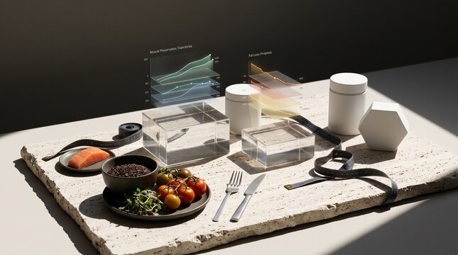 Nutrition Strategy Still Life With Muscle Preservation Fat Loss Holograms