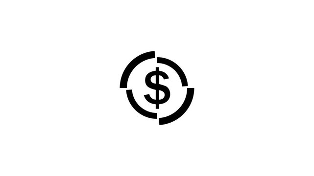 Dollar Sign Icon with Rotating Circular Dashed Line Animation Loop Isolated on motion Background Financial Investment Motion Graphic Video