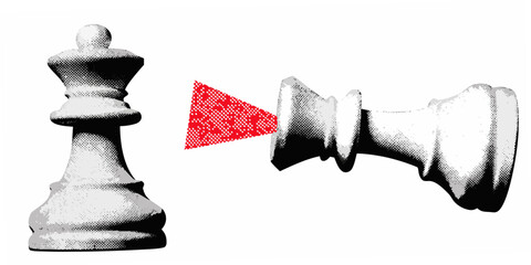 Chess Pieces With Red Triangle Dot Pattern Vector Illustration © Kabita