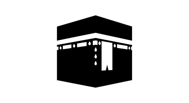 Kaaba Silhouette On White Background Islamic Holy Building Representation