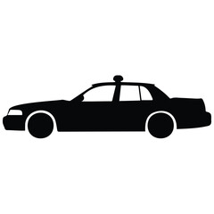 Police car silhouette vector illustration side view transportation vehicle line art icon. © MDRAYHAN