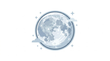 Full Moon Illustration with Clouds and Stars. © Ilul
