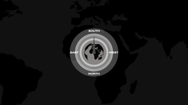 Compass Direction Indicator Animation with World Map Background