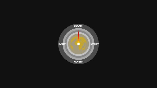 Compass Direction Indicator Animation with World Map Background