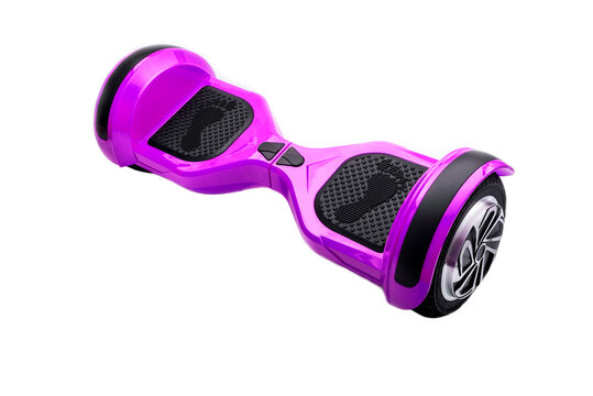 Self-balancing two-wheeled board or hoverboard scooter isolated on white background. Gyroboard: pink violet gyroboard on white background.