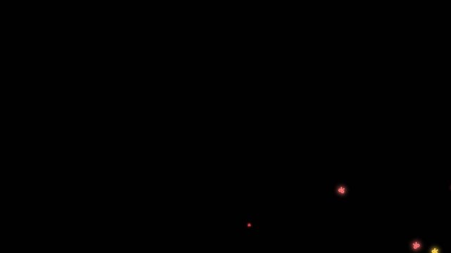 Colorful scissor icons floating upwards in a seamless digital motion video animation with glowing neon aesthetics and black background