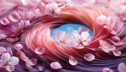 Obraz premium Cherry Petals In A Colorful Spring Swirl