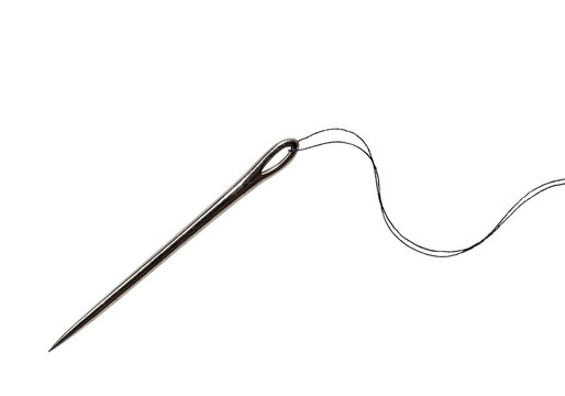 Needle and thread isolated on a transparent background.