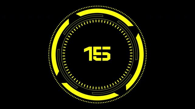 20 second countdown neon display with yellow digital numbers 155, suitable for technology or futuristic themed designs. Ideal for digital interfaces.