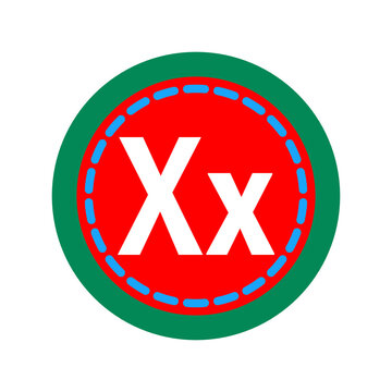 Round Circle Badge Featuring The Uppercase And Lowercase Letter X Graphic Design Element For Educational And Creative Projects