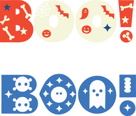 Obraz premium Boo Halloween Typography Cute Ghost Vector Design