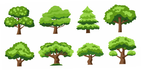 Collection Of Green Trees And Shrubs Vector Illustration © Tusar