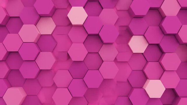 Abstract pink hexagon pattern creates a modern 3D geometric background