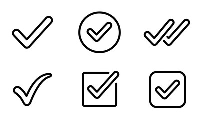 Checkmark Icons Set, Simple Tick Mark Vector Graphics, Approval Symbols, Confirmation Signs, Success Elements © MdRakib