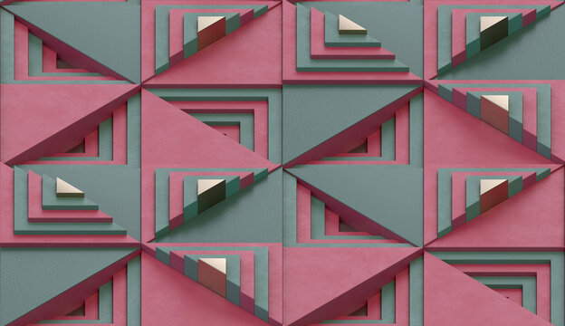 Seamless architectural geometric pattern in soft pastel tones.