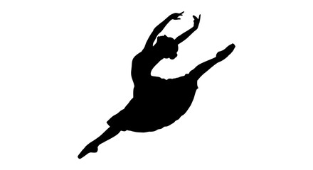 Ballerina Silhouette Against White Background Dynamic Dance Pose © Bismillahadobe