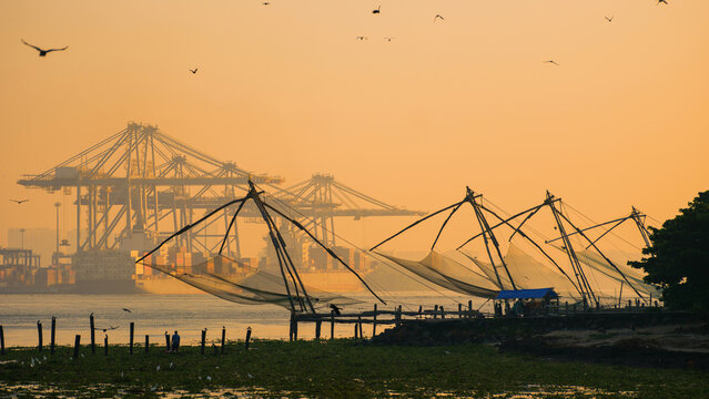 Chinese fishing nets in Kochi, India 