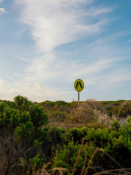 Pedestrian crossing sign in Australia bush 