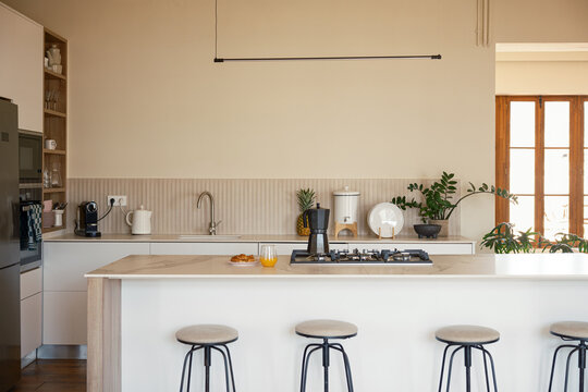 Cozy and luxury white kitchen 