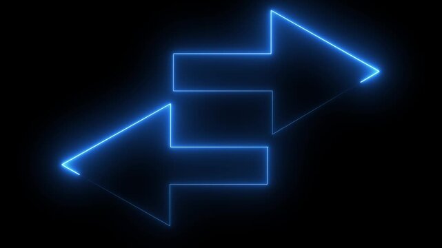 A neon blue bidirectional arrow icon often used to represent exchange, transfer, or navigation.