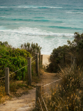 Boardwalk leading to the ocean in Victoria, Australia 