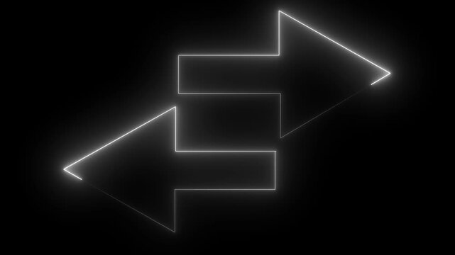 A neon white bidirectional arrow icon often used to represent exchange, transfer, or navigation.