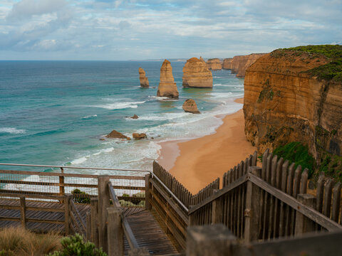 Staircase along the Great Ocean Road in Australia 