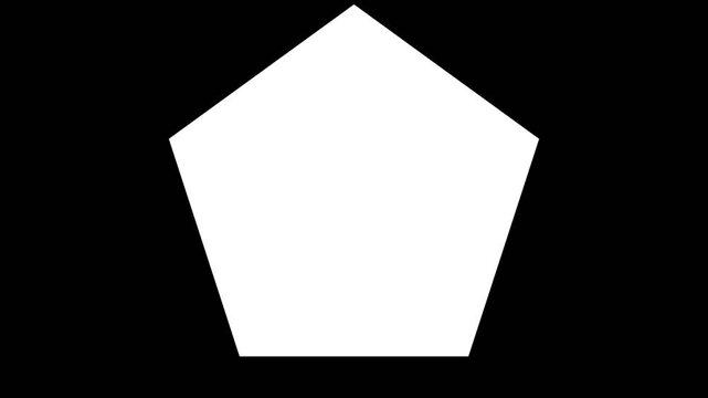 Geometric pentagon shape transforms with smooth motion in this minimalist black and white digital animation video for modern graphic design