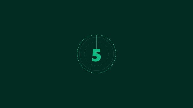 Countdown timer featuring a dynamic rotating circular interface with glowing green numbers displayed in this minimal motion graphics video clip