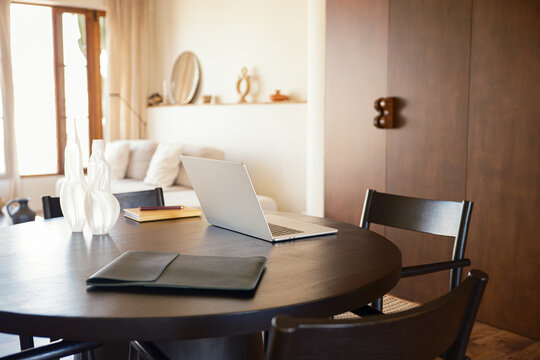 Laptop on a meeting table