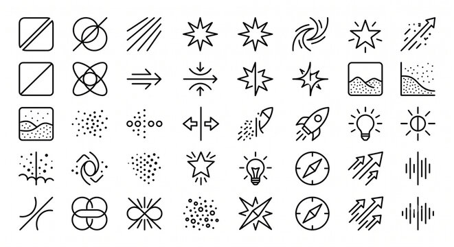 Set of hand drawn doodle icons. Vector collection of abstract symbols and design elements.