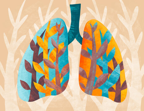Lungs as trees with colorful leaves showing nature's connection