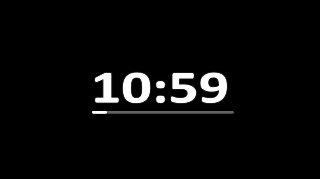 12 minute countdown timer complete in one minute with transparent background, 700 to 0 seconds timer video in 4k, 12 minute timer.