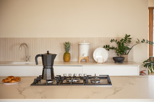 Coffee maker on a gas stove 