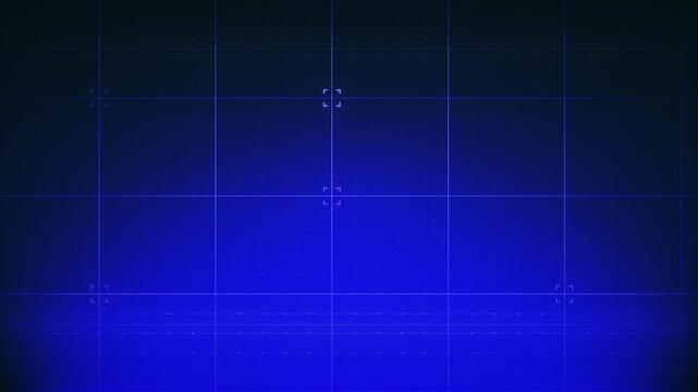 Deep blue digital grid background with multiple scanning focus brackets as a seamless loop, ideal for surveillance and security dashboard interfaces