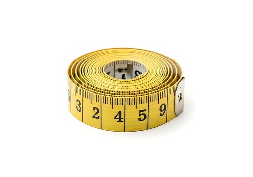 Yellow fabric measuring tape rolled up