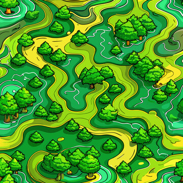 Pattern, vector, coast, sandbank, islands, park, summer, beach, grass, sky, walk, nature, water, green, game, cloud, vector graphics, forest, trees, bushes, joy, rest, banner, poster, seamless pattern