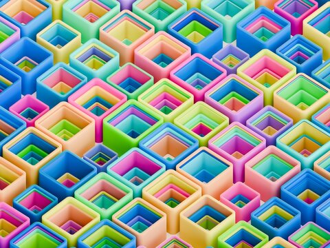 Colorful Layered Shapes Arranged in a Geometric Pattern