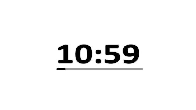 12 minute countdown timer complete in one minute with transparent background, 700 to 0 seconds timer video in 4k,