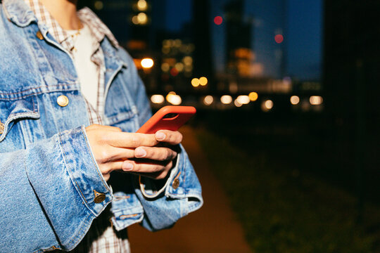 Close-Up of Smartphone Use at Night
