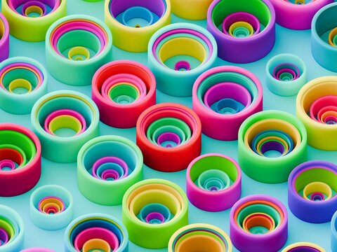 Colorful Circles on Blue Create a Vibrant Pattern