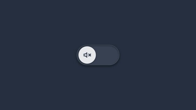 Interactive audio volume toggle switch animation transitioning between muted and unmuted states for digital user interface design motion video clip