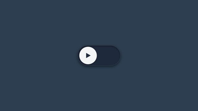 Interactive toggle switch button transitions between play and pause states in this minimal digital user interface motion graphic design video