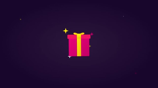 surprise gift box present celebration reward motion graphic